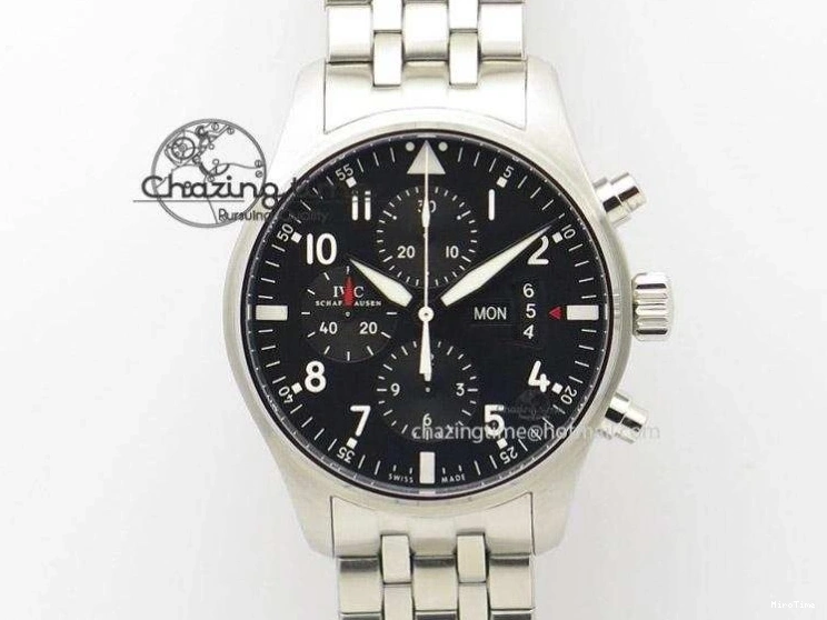 MIROTIME 1223 FastDry Portugieser Chronograph IW371615 ZF Best Edition Green Dial on SS Bracelet A7750 (Slim Movement) 7038